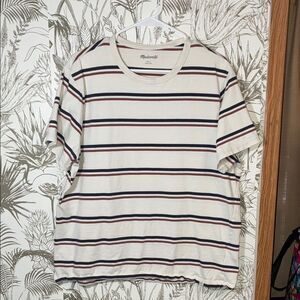 Madewell L Unisex Multicolored Striped T-Shirt Crew Neck
